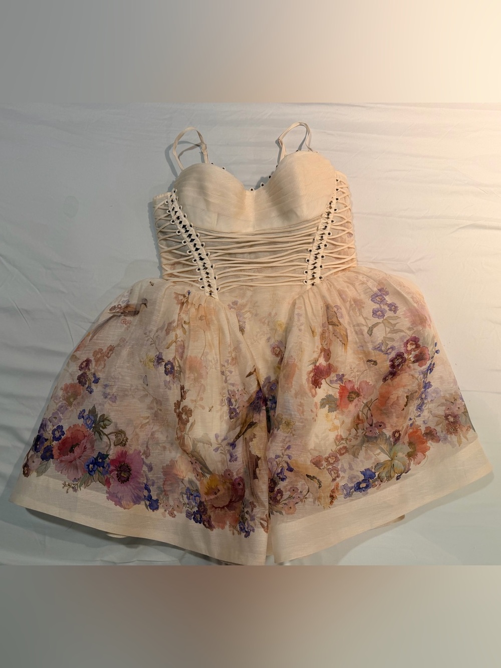 Zimmermann Alchemy Beaded Mini Dress in Cream Multi Floral - Picture 3 of 7